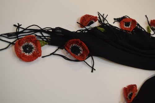 طرحة بكروشيه اويا تركي اسود