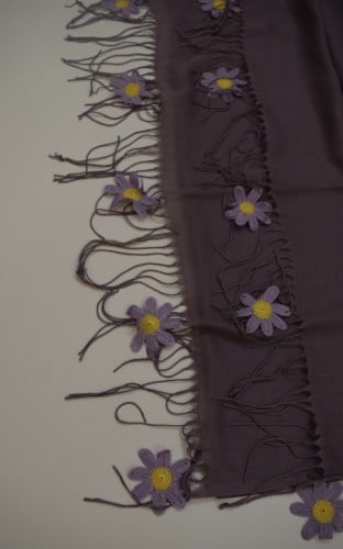 طرحة بكروشيه ورود اويا تركي بنفسجي فاتح