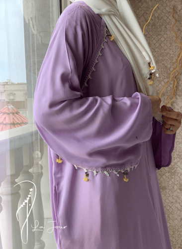 شرشف صلاة سحاب موف كروشيه يدوي و الطرحة منفصلة .