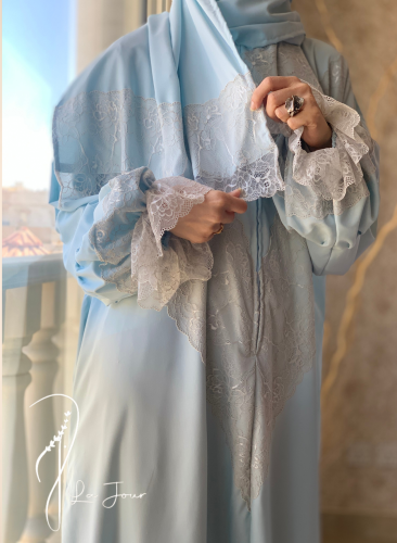 شرشف صلاة دانتيل سماوي سحاب