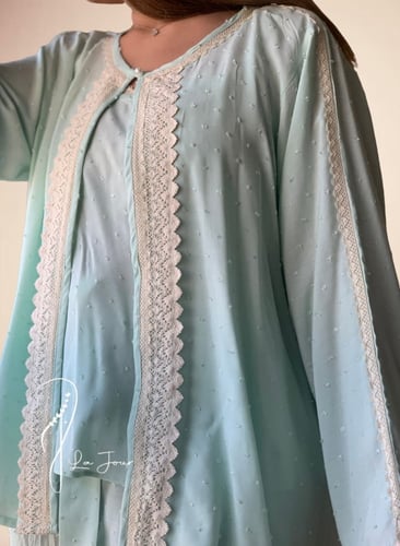 بيجامة تفني قطن دانتيل 3 قطع