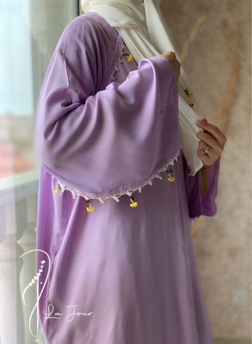 شرشف صلاة سحاب موف كروشيه يدوي و الطرحة منفصلة .