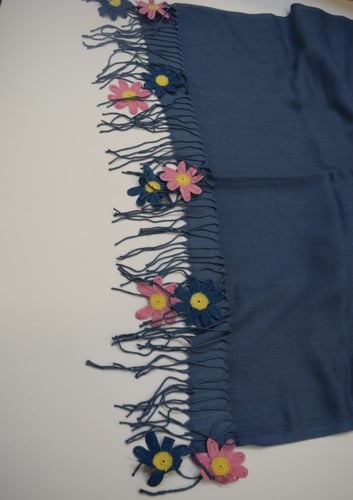 طرحة بكروشيه ورود اويا تركي ازرق و وردي