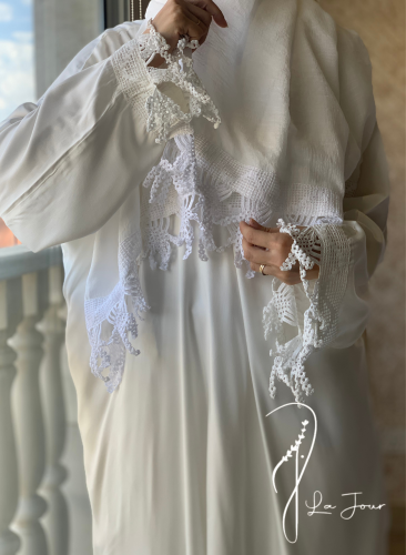 شرشف صلاة اويا لف مثل الروب ابيض اوف وايت طرحة منف...