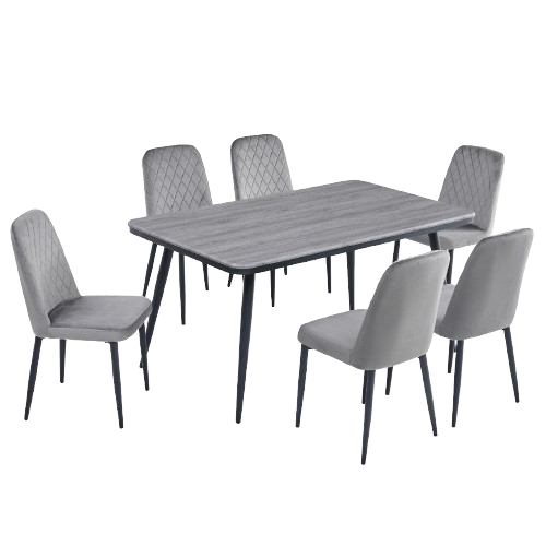 طاولة طعام فاخره لون رمادي 6 كراسي