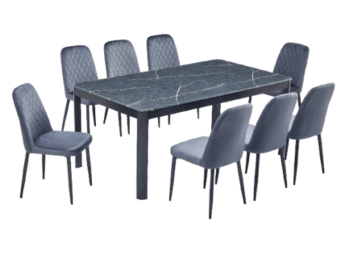 طاولة طعام فاخره لون رمادي 8 كراسي