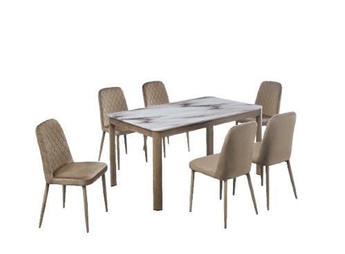 طاولة طعام فاخره لون بيج 6 كراسي