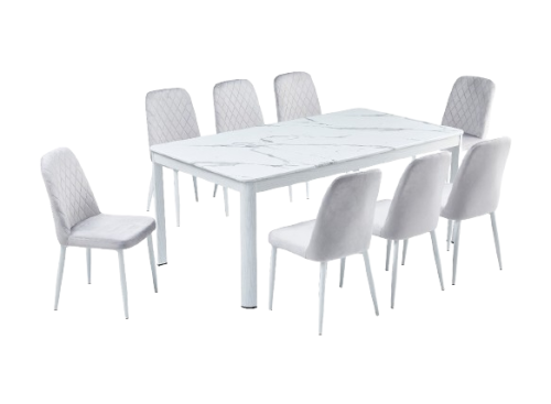 طاولة طعام فاخره لون ابيض 8 كراسي