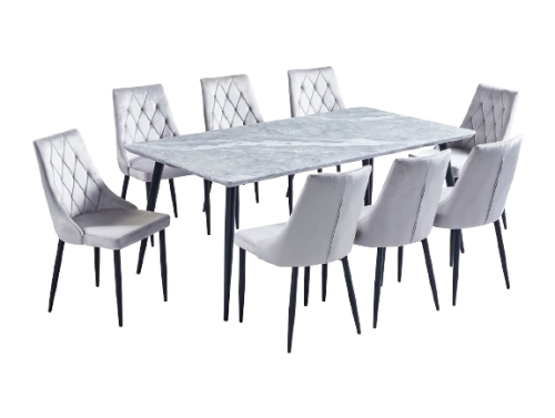 طاولة طعام فاخره لون رخامي 8 كراسي