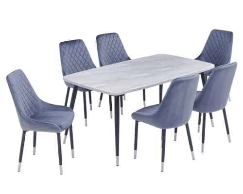 طاولة طعام فاخره لون رمادي 6 كراسي