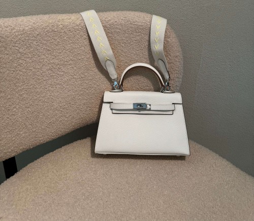 كيلي أبيض هاردوير فضي - 2 Strap مقاس 22