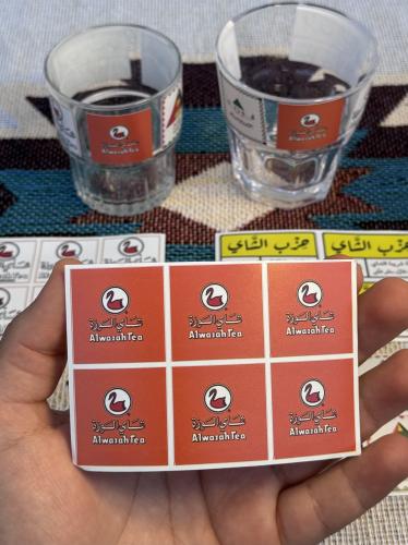 6 ملصقات شاي الوزة ( احمر)