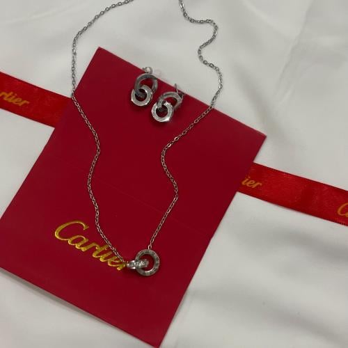 طقم سلسال وحلق فضي