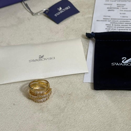 خاتم سواروفسكي ذهبي