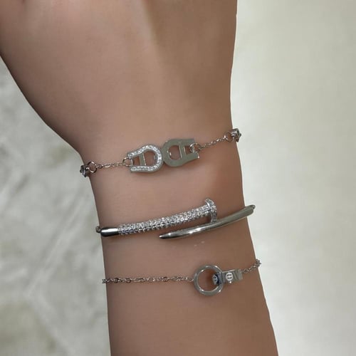 تنسيق ثلاث أساور فضي