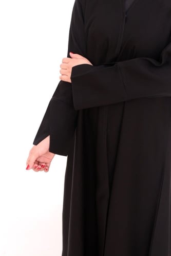 عباية كتف قماش كتان كم مفتوح نص كلوش