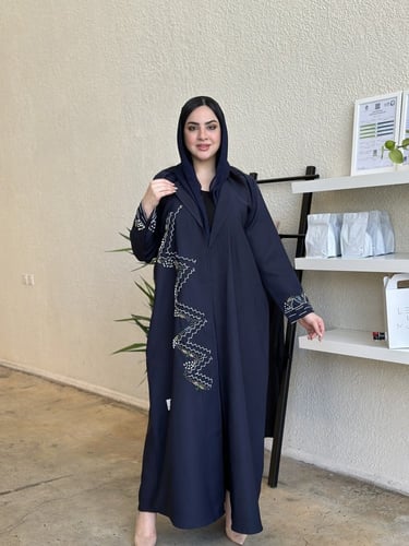 عباية كتف كريب كحلي شك يدوي ملون