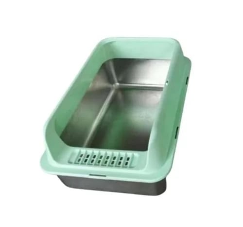 Open cat litter box stainless