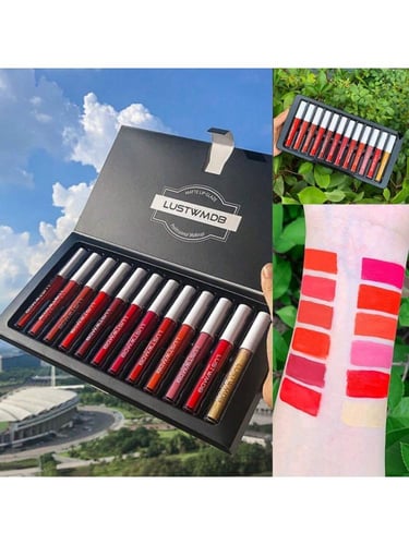 12 قطعة / مجموعة ملمع شفاه غير لامع وطويل الأمد