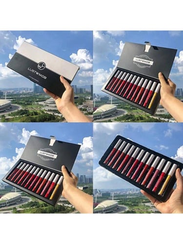 12 قطعة / مجموعة ملمع شفاه غير لامع وطويل الأمد