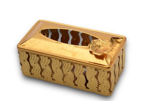 علبة مناديل ذهبي صغيرة