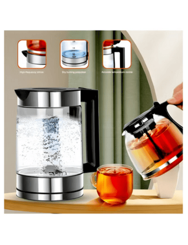 طقم إبريق شاي كهربائي 2 في 1 من – 1500 واط، غلاية...