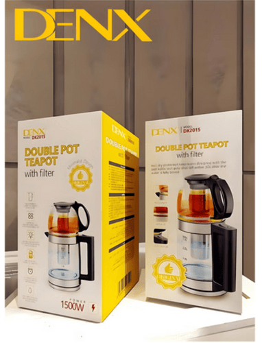 طقم إبريق شاي كهربائي 2 في 1 من – 1500 واط، غلاية...