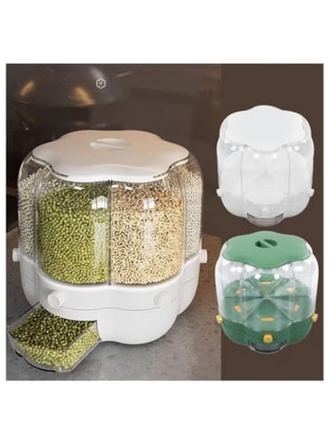 موزع طعام دوار بـ6 اقسام لتخزين الارز و الحبوب، حا...