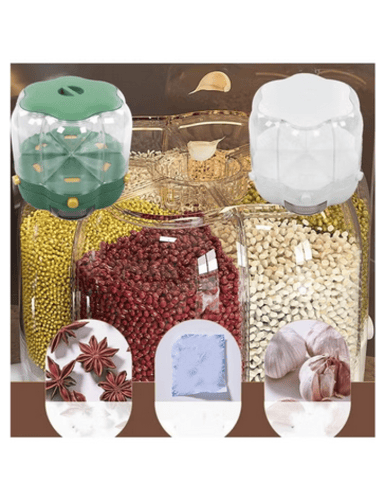 موزع طعام دوار بـ6 اقسام لتخزين الارز و الحبوب، حا...