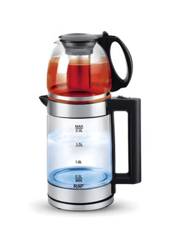 طقم إبريق شاي كهربائي 2 في 1 من – 1500 واط، غلاية...