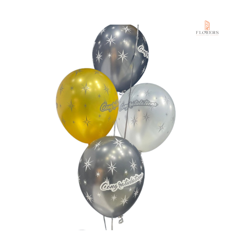 بالونات اسود وذهبي مطاطية - بطباعة