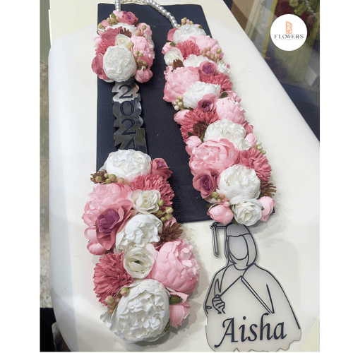 عقد ورد بالاسم صناعي - بقطعتين اكريليك