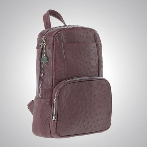 Ostrich Leather Backpack - Burgundy