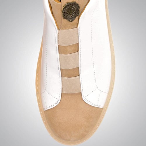 Calfskin Laceless White/Olive
