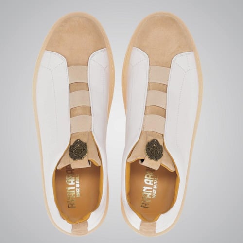 Calfskin Laceless White/Olive