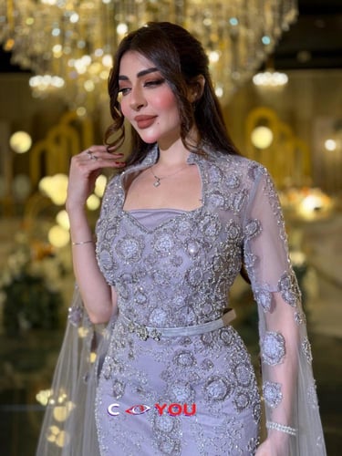 فستان سهرة إطلالة ساحرة بلون موف يفيض فخامة، مطرّز...