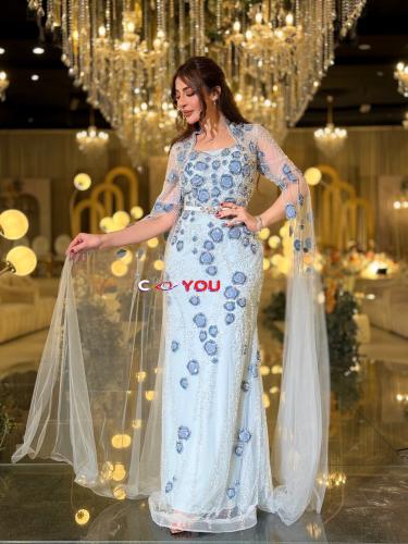 فستان سهرة تيفاني بتطريز أزرق لامع يمنحك حضوراً را...