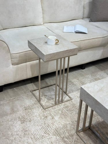 طقم طاولة ضيافة بديل رخام مع 4 طاولات خدمة – تصميم...