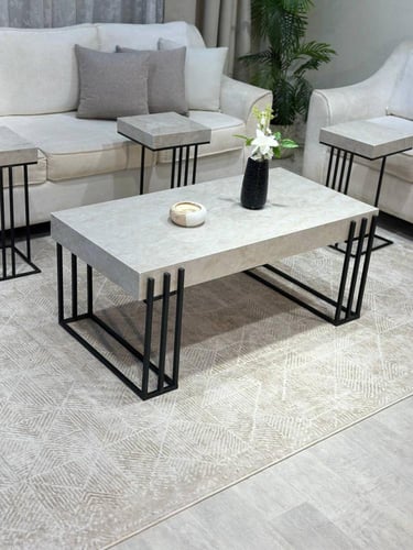 طقم طاولة ضيافة بديل رخام مع 4 طاولات خدمة – تصميم...