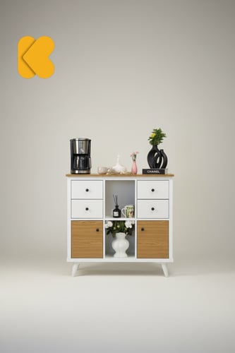 ركن كوفي خشب أبيض - بني