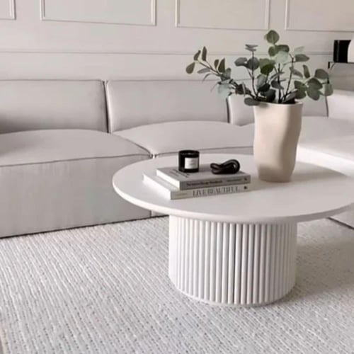 طاولة ضيافة دائري خشب أبيض مودرن