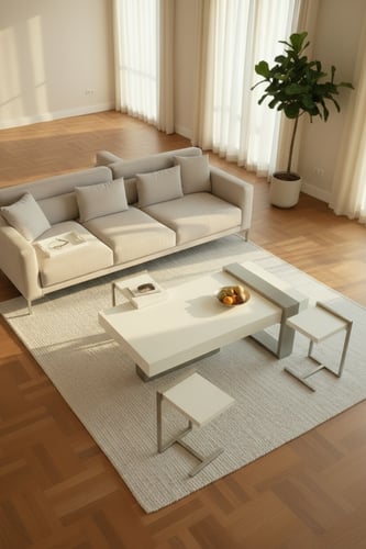 طقم مودرن بيج كريمي مع 4 خدمات