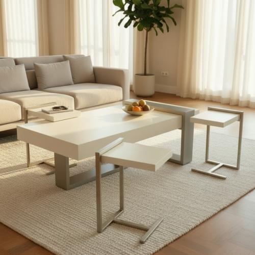 طقم مودرن بيج كريمي مع 4 خدمات