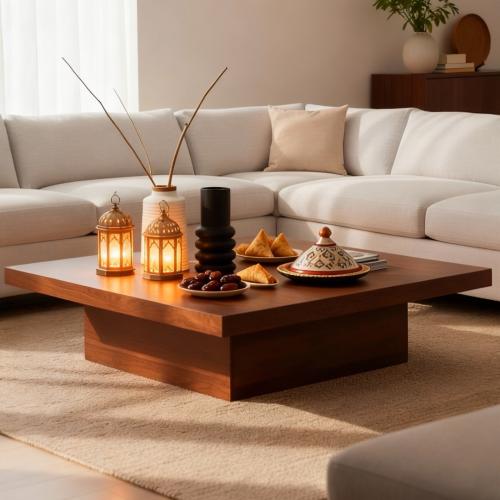 طاولة ضيافة خشب بني بتصميم - أنيق وفاخر