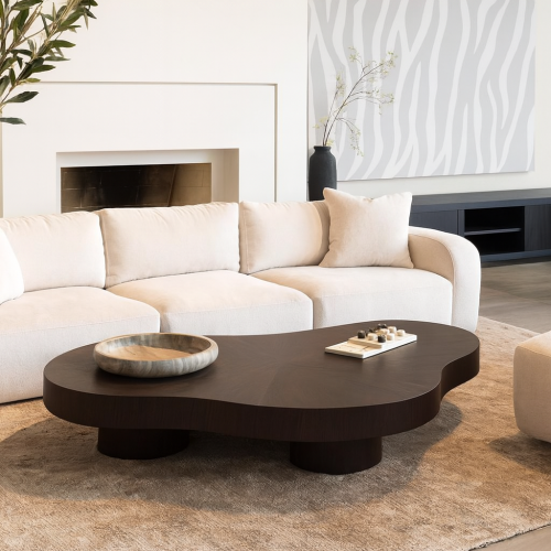 طاولة ضيافة أرضي خشب بني غامق بتصميم - أنيق وفاخر...