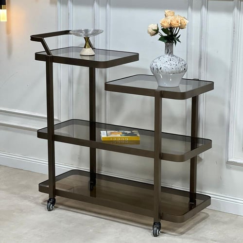 عربية تقديم 4 دور زجاج بني شفاف