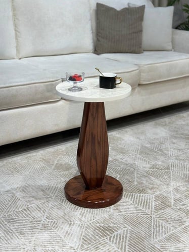 طقم طاولات فاخرة بسطح بديل رخام مع 6 طاولات خدمة–...