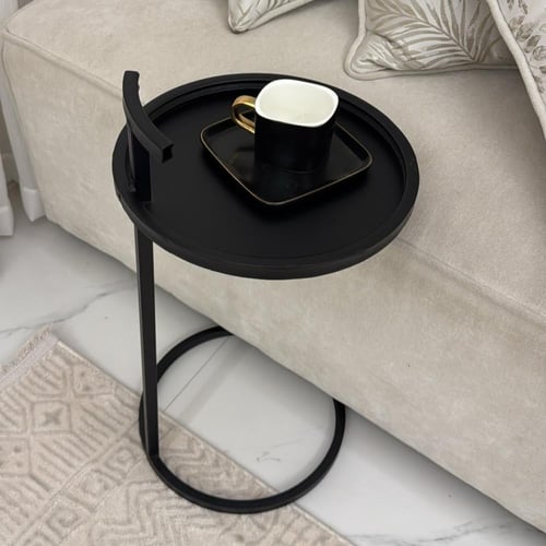 طاولة خدمة حديد أسود بمسكة - بتصميم فاخر وأنيق