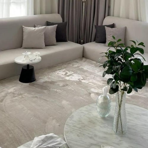 طقم طاولات ضيافة ارضي 8 قطع خشب رخامي