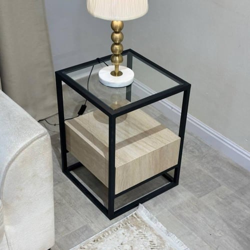 طقم طاولة ضيافة دورين سطح زجاج شفاف مع بديل الرخام...